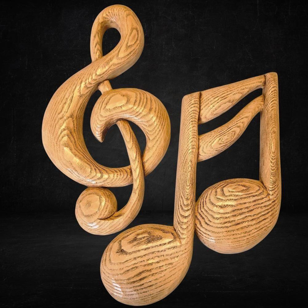 Vintage Abbey Press Wooden Musical Notes Wall Decor Set Treble Clef USA